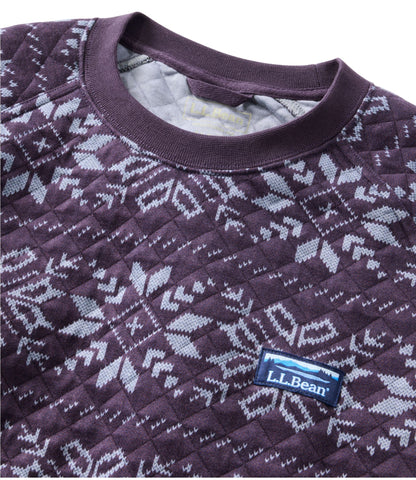 L.L.Bean Men's Bean's Quilted Sweatshirt, Crewneck, Print Eggplant Snowflake