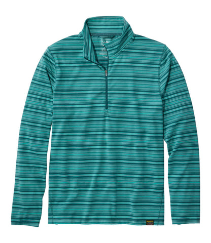 L.L.Bean Men's Everyday SunSmart® Tee, Long-Sleeve Quarter-Zip Stripe Shade Teal Stripe