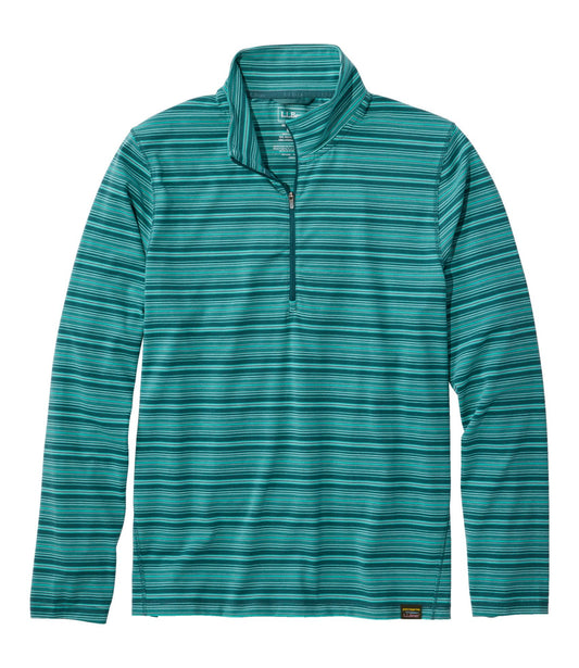 L.L.Bean Men's Everyday SunSmart® Tee, Long-Sleeve Quarter-Zip Stripe Shade Teal Stripe