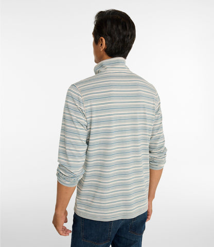L.L.Bean Men's Everyday SunSmart® Tee, Long-Sleeve Quarter-Zip Stripe Shade Teal Stripe