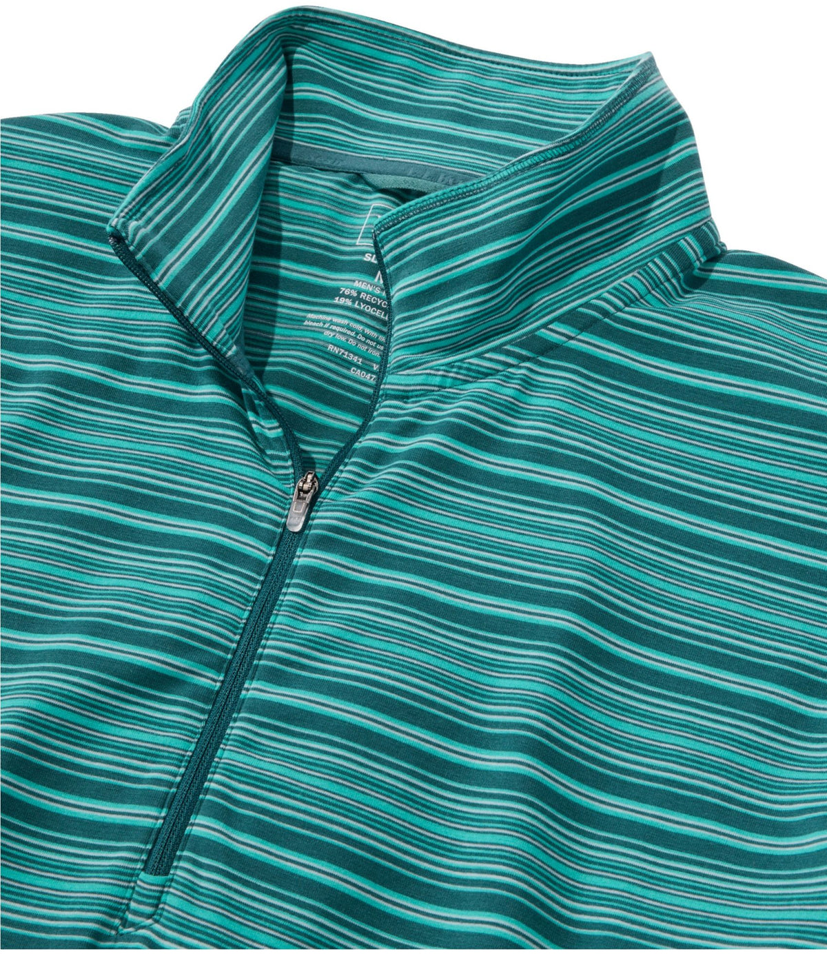 L.L.Bean Men's Everyday SunSmart® Tee, Long-Sleeve Quarter-Zip Stripe Shade Teal Stripe