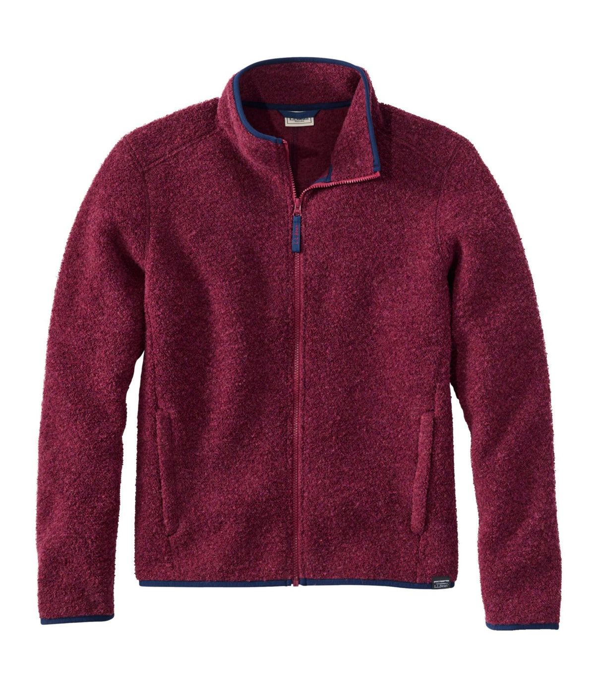 L.L.Bean Men's All Season Wool Fleece Full-Zip Sweater Bordeaux