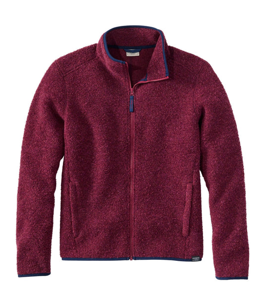 L.L.Bean Men's All Season Wool Fleece Full-Zip Sweater Bordeaux