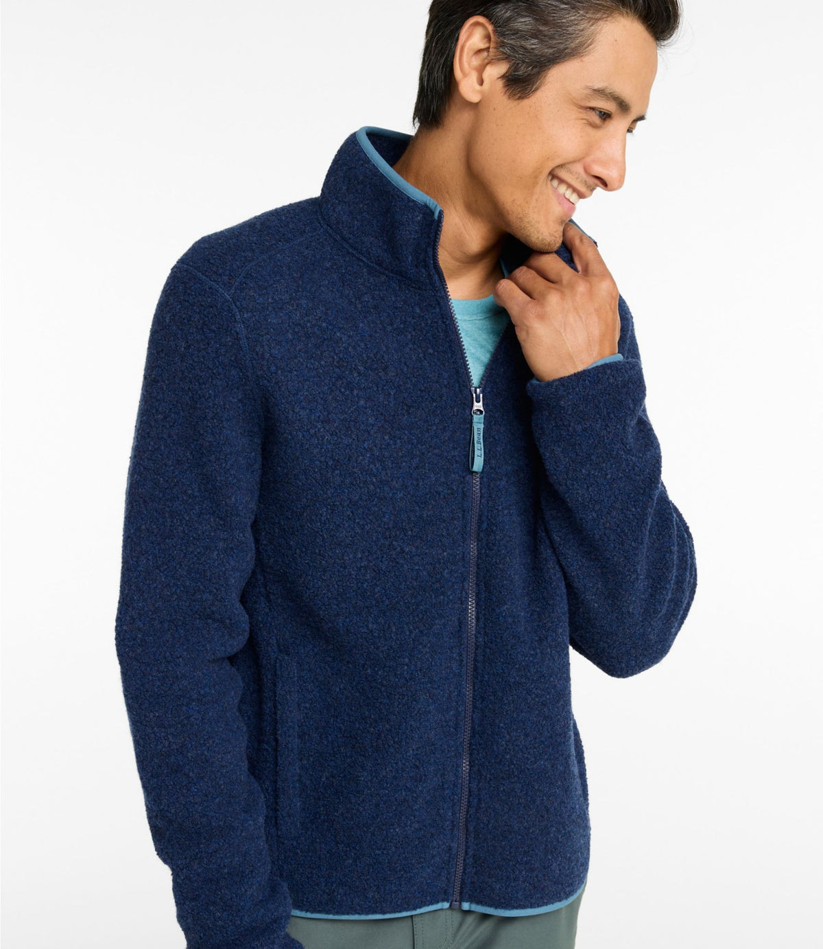 L.L.Bean Men's All Season Wool Fleece Full-Zip Sweater Bordeaux