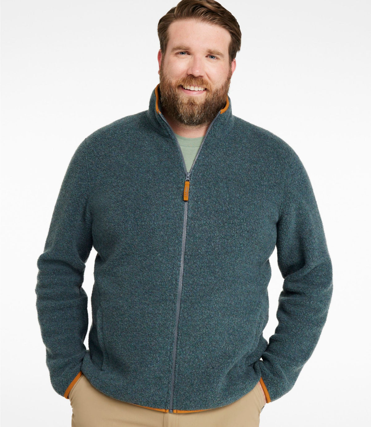 L.L.Bean Men's All Season Wool Fleece Full-Zip Sweater Bordeaux