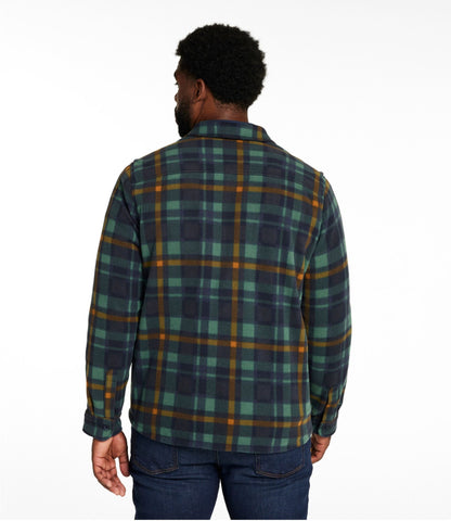 L.L.Bean Men's Bean's Mariner Fleece Shirt, Print Dark Navy Stripe