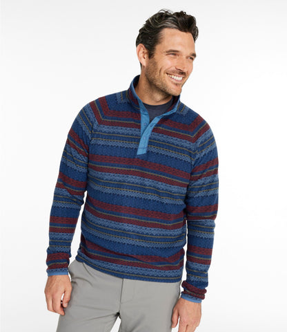 L.L.Bean Men's All Season Access Fleece Pullover, Print Carbon Navy Fair Isle