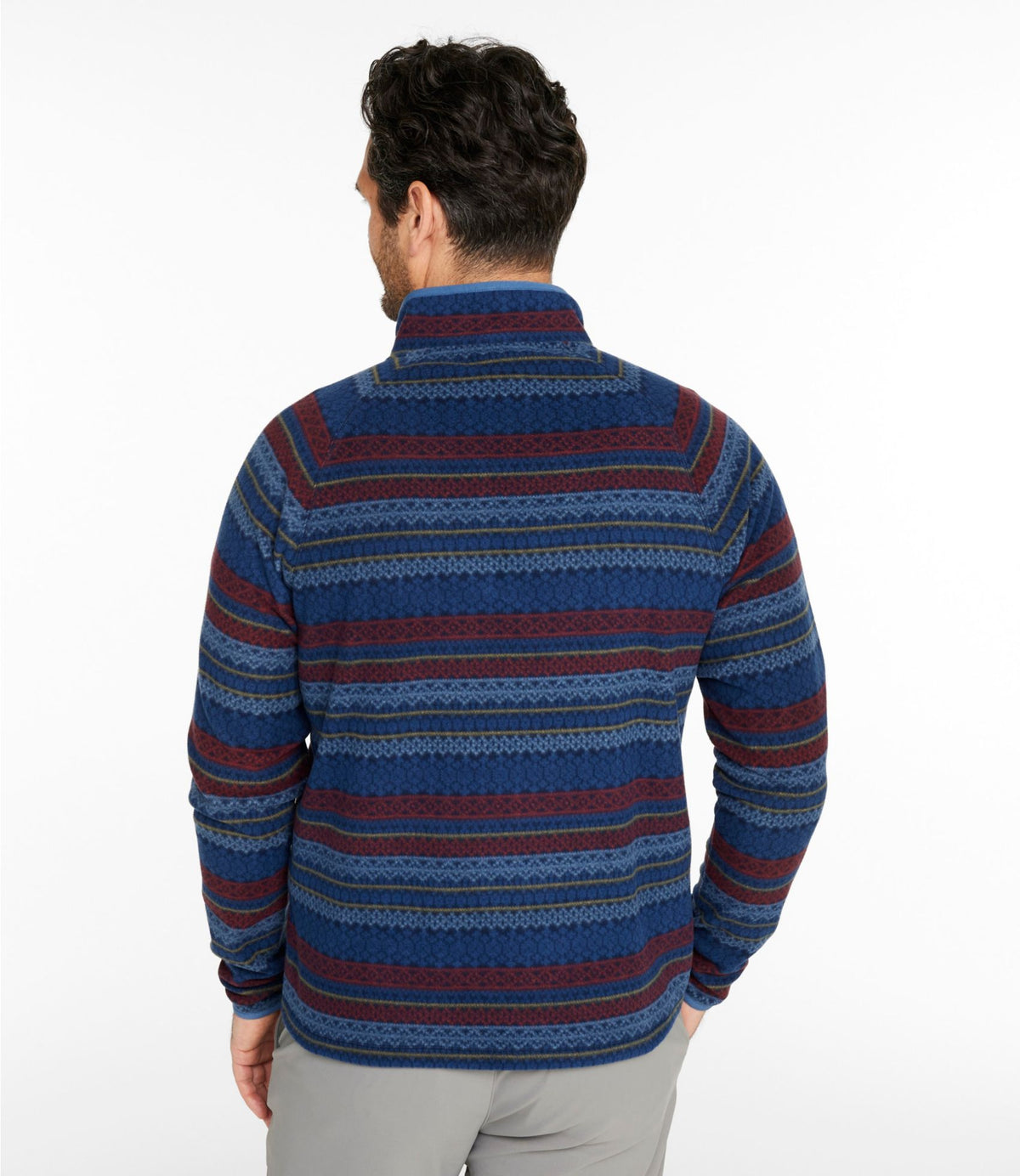 L.L.Bean Men's All Season Access Fleece Pullover, Print Carbon Navy Fair Isle