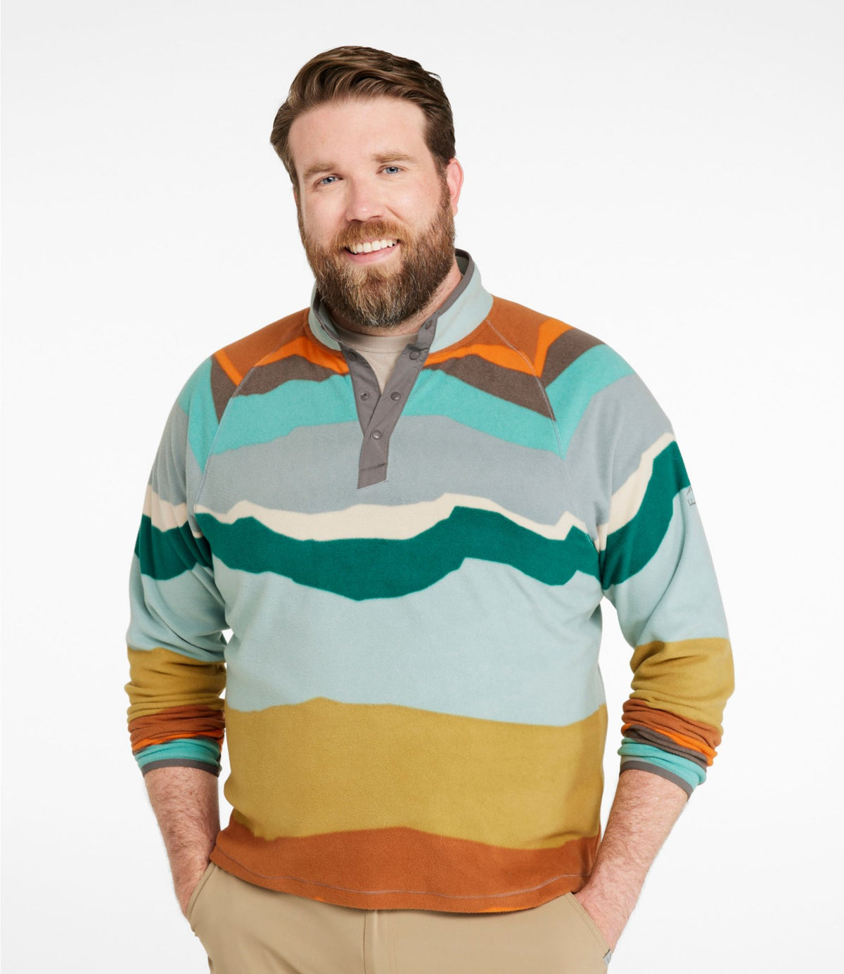 L.L.Bean Men's All Season Access Fleece Pullover, Print Carbon Navy Fair Isle