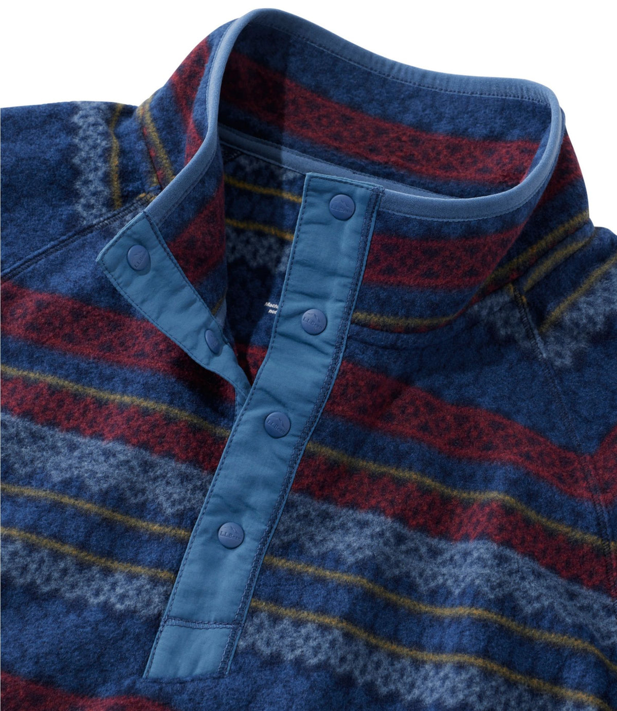 L.L.Bean Men's All Season Access Fleece Pullover, Print Carbon Navy Fair Isle
