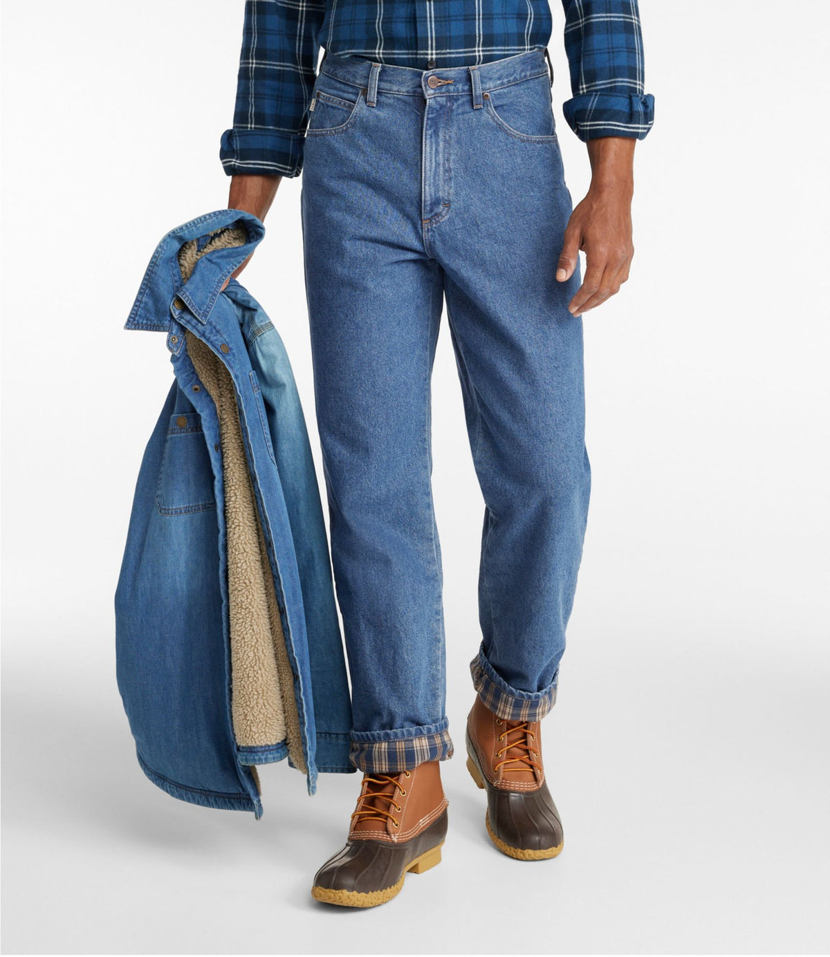 L.L.Bean Men's Double L® Jeans, Relaxed Fit, Flannel-Lined Stonewashed