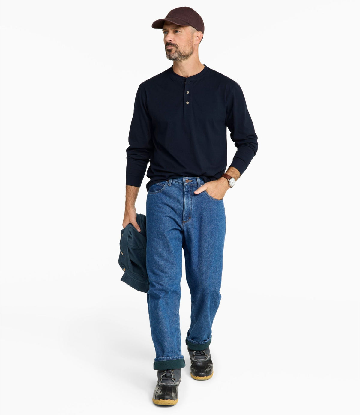 L.L.Bean Men's Double L® Jeans, Relaxed Fit, Fleece-Lined Stonewashed