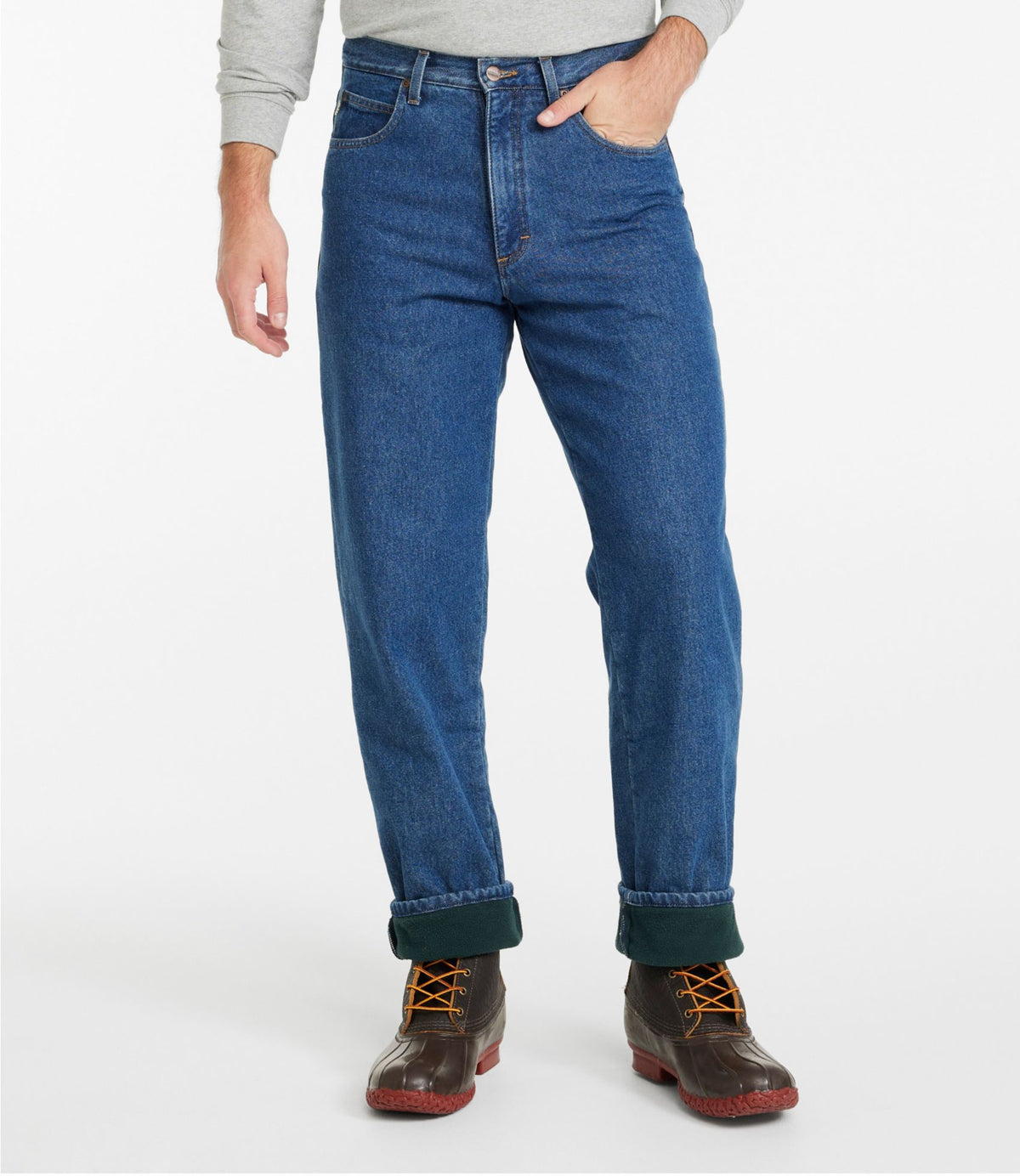 L.L.Bean Men's Double L® Jeans, Relaxed Fit, Fleece-Lined Stonewashed