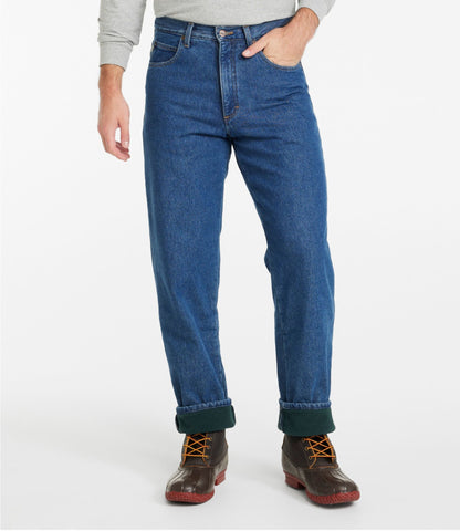 L.L.Bean Men's Double L® Jeans, Relaxed Fit, Fleece-Lined Stonewashed