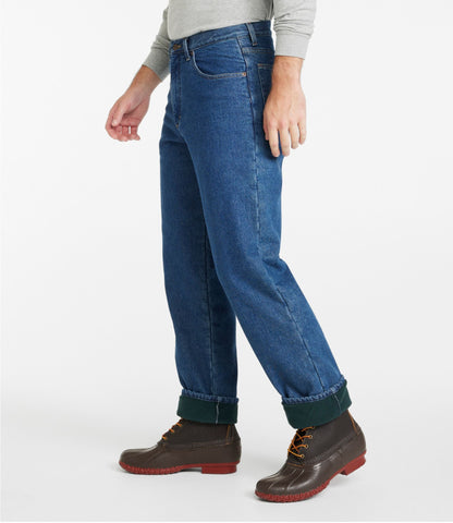 L.L.Bean Men's Double L® Jeans, Relaxed Fit, Fleece-Lined Stonewashed