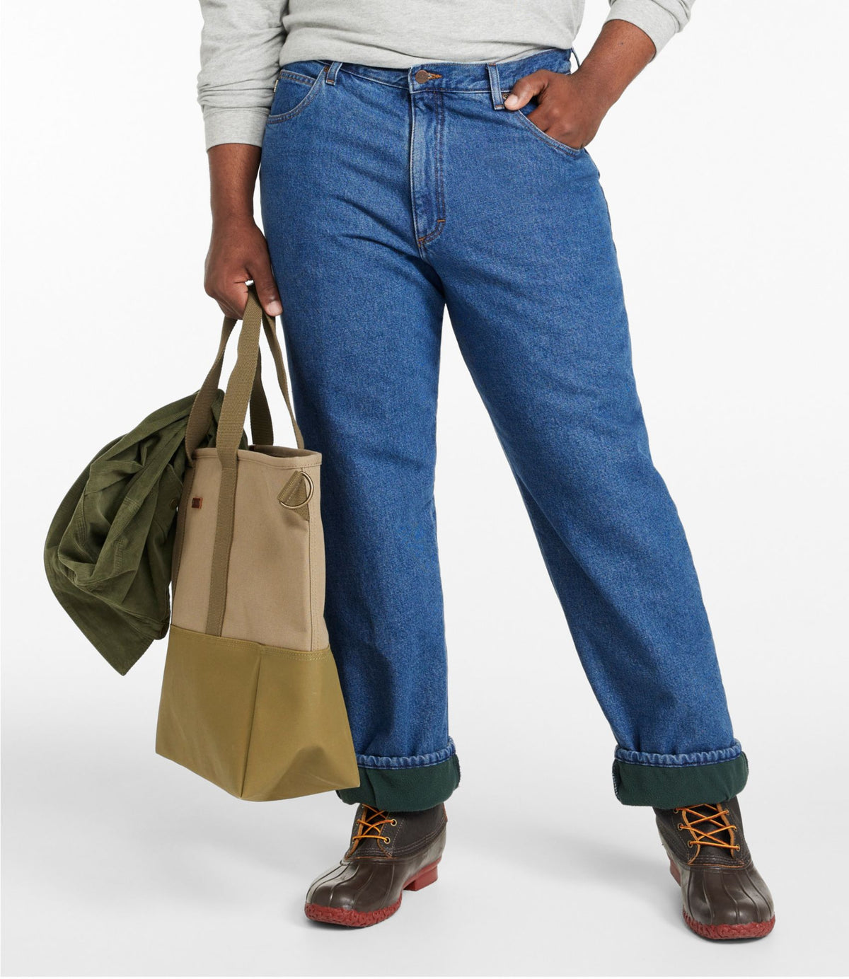 L.L.Bean Men's Double L® Jeans, Relaxed Fit, Fleece-Lined Stonewashed