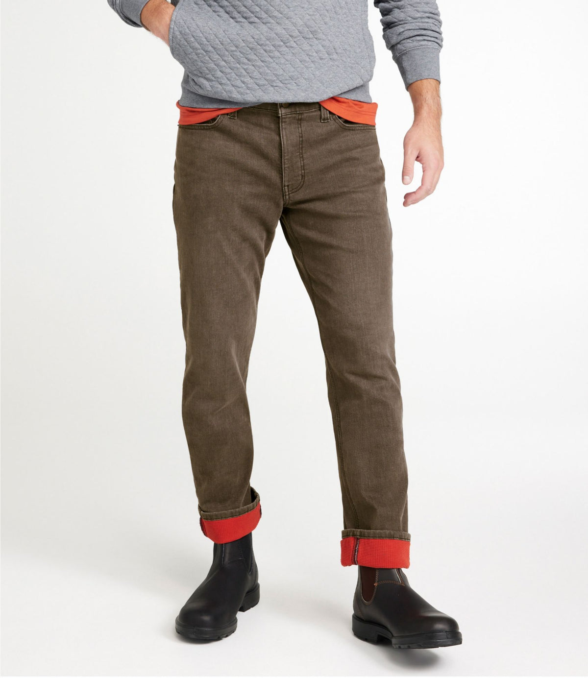 L.L.Bean Men's BeanFlex® Jeans, Standard Athletic Fit, Fleece-Lined Dark Cinder