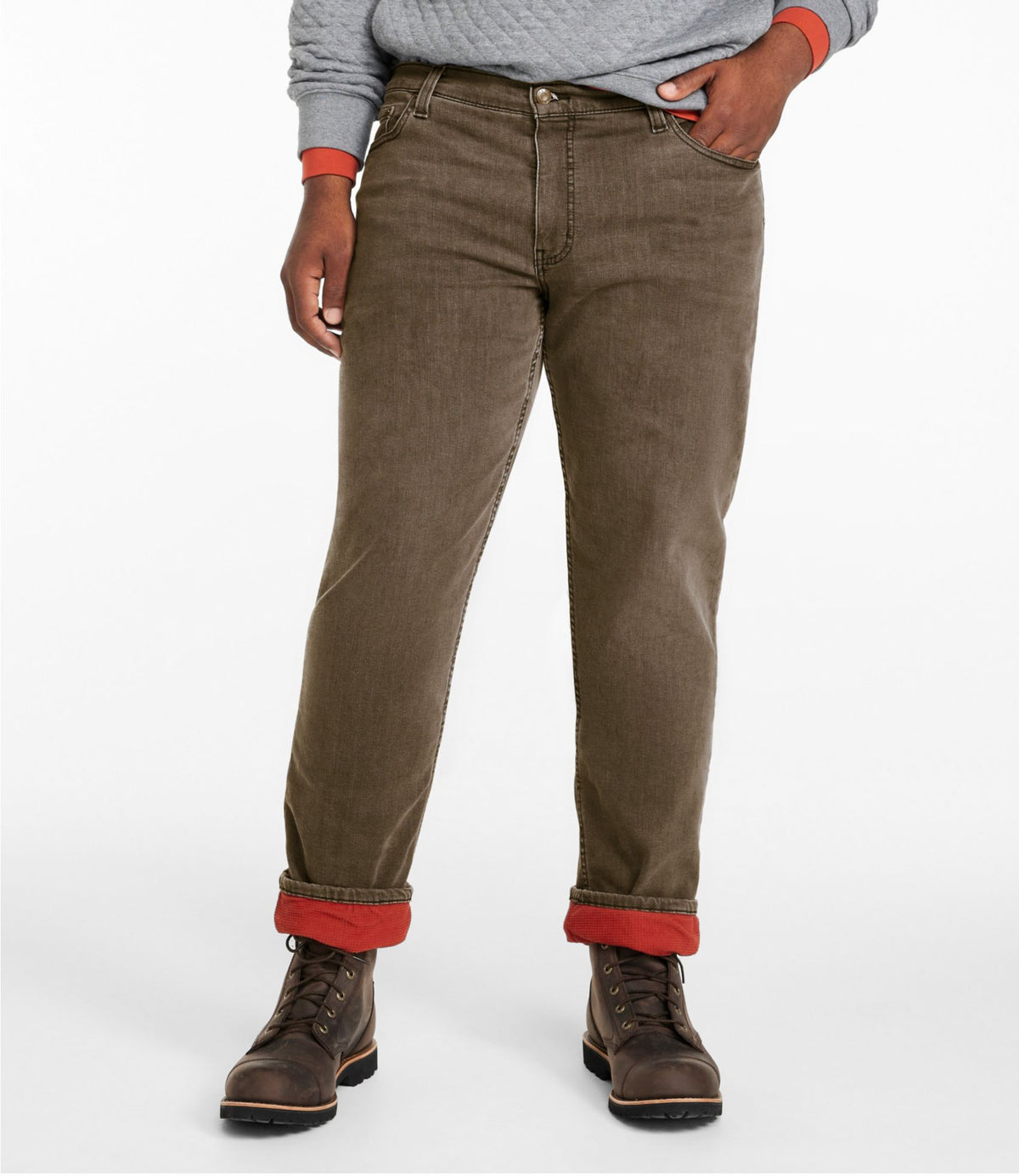 L.L.Bean Men's BeanFlex® Jeans, Standard Athletic Fit, Fleece-Lined Dark Cinder