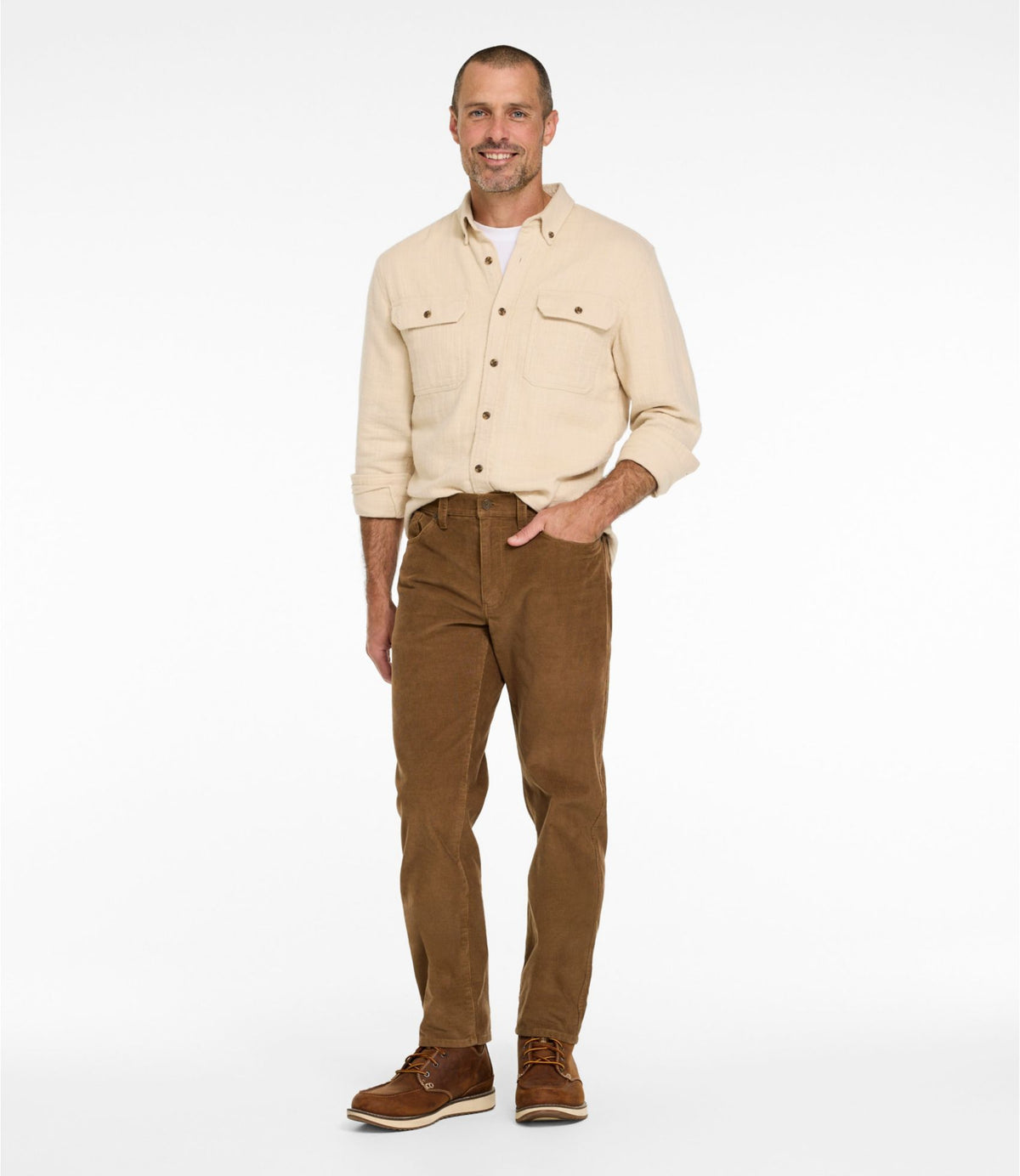 L.L.Bean Men's BeanFlex® Corduroy Pants, Five-Pocket, Standard Fit Dark Cinder