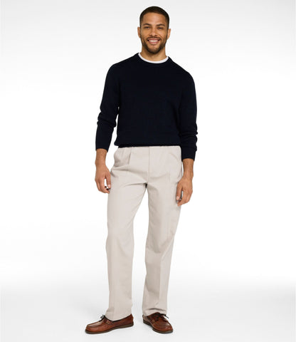 L.L.Bean Men's Wrinkle-Free Double L® Chinos, Natural Fit, Hidden Comfort, Pleated Carbon Navy