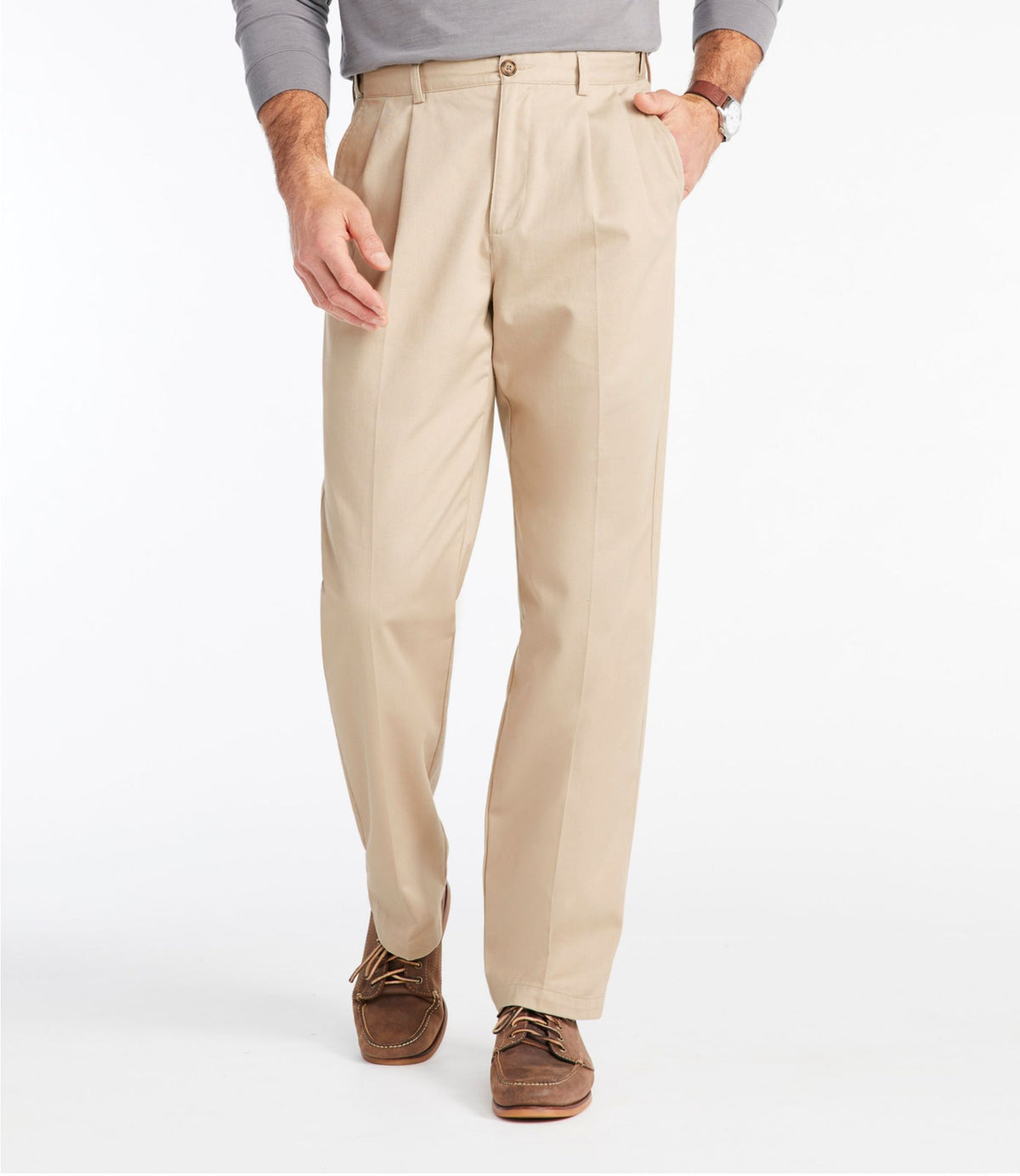 L.L.Bean Men's Wrinkle-Free Double L® Chinos, Natural Fit, Hidden Comfort, Pleated Carbon Navy