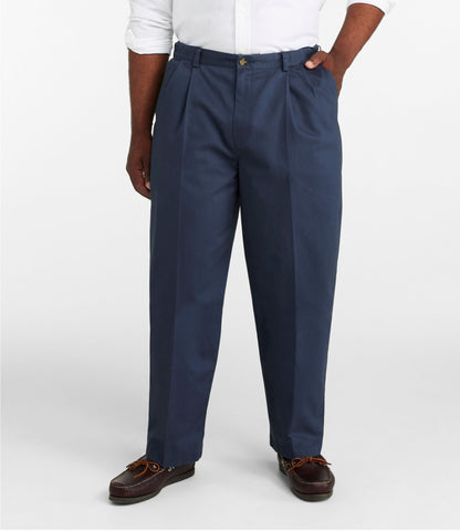 L.L.Bean Men's Wrinkle-Free Double L® Chinos, Natural Fit, Hidden Comfort, Pleated Carbon Navy