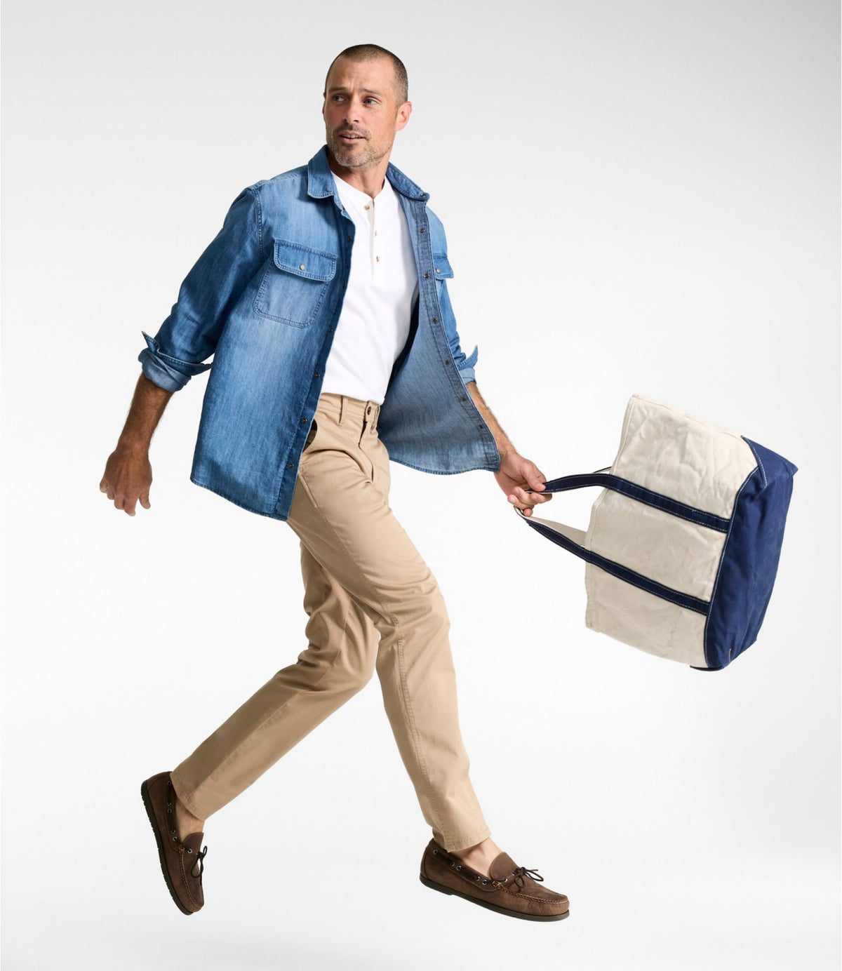 L.L.Bean Men's Sunwashed Khaki Pants, Standard Fit Carbon Navy