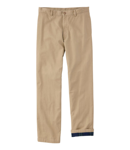 L.L.Bean Men's Double L® Chinos, Natural Fit, Plain Front, Flannel-Lined Dark Khaki