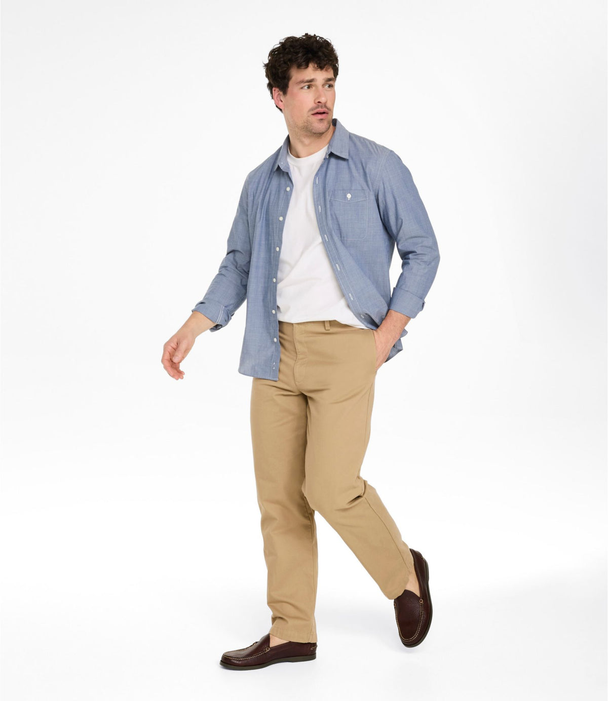 L.L.Bean Men's Double L® Chinos, Natural Fit, Plain Front, Flannel-Lined Dark Khaki
