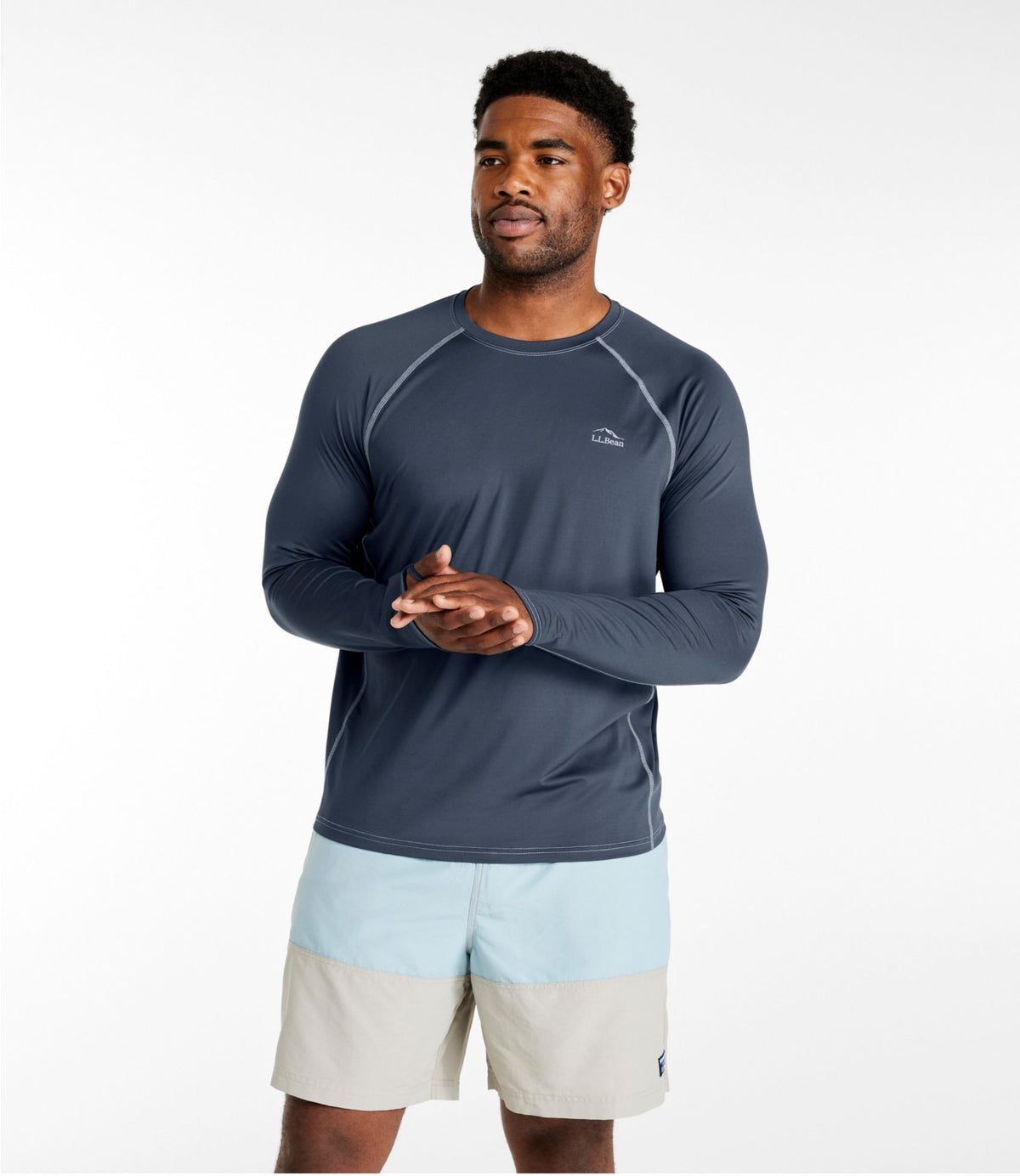 L.L.Bean Men's Swift River Cooling Rash Guard Iron Blue