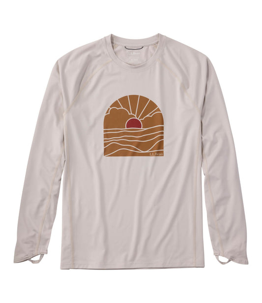 L.L.Bean Men's Swift River Cooling Rash Guard, Graphic Shore/Sunrise