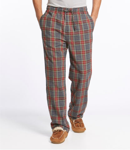 L.L.Bean Men's Scotch Plaid Flannel Sleep Pants Grey Stewart