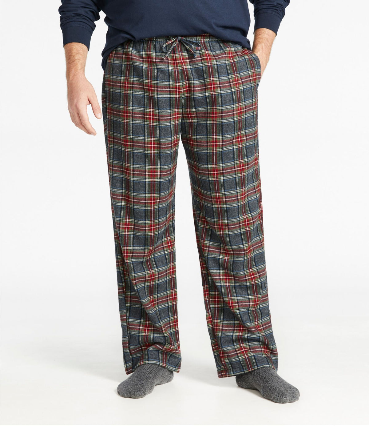 L.L.Bean Men's Scotch Plaid Flannel Sleep Pants Grey Stewart