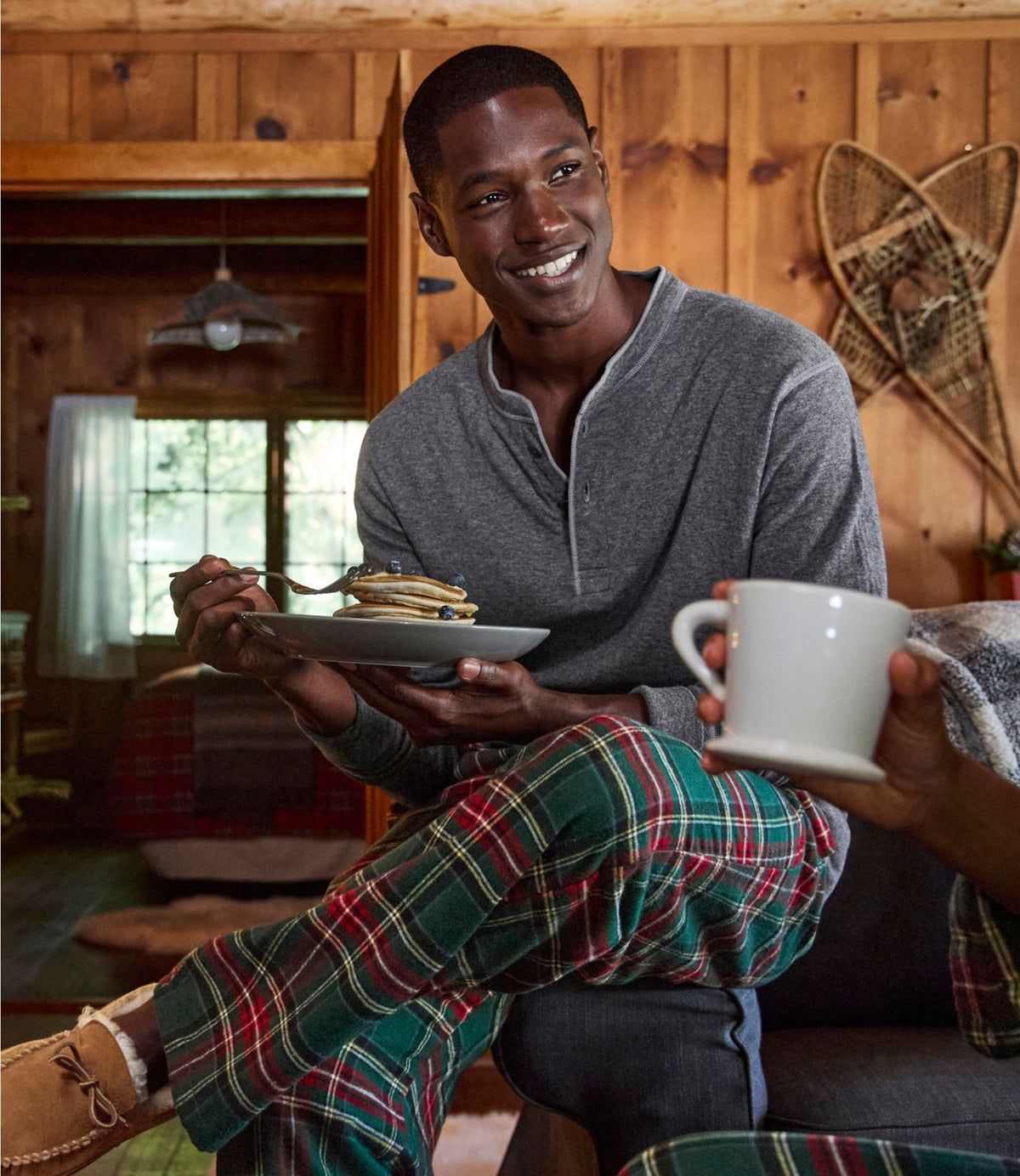 L.L.Bean Men's Scotch Plaid Flannel Sleep Pants Grey Stewart