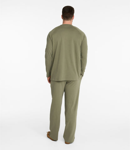 L.L.Bean Men's Bean's Cotton Knit Pajamas, Henley PJ Set Navy