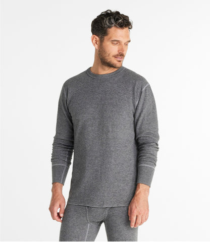 L.L.Bean Men's Double-Layer Underwear, Crewneck Charcoal Heather