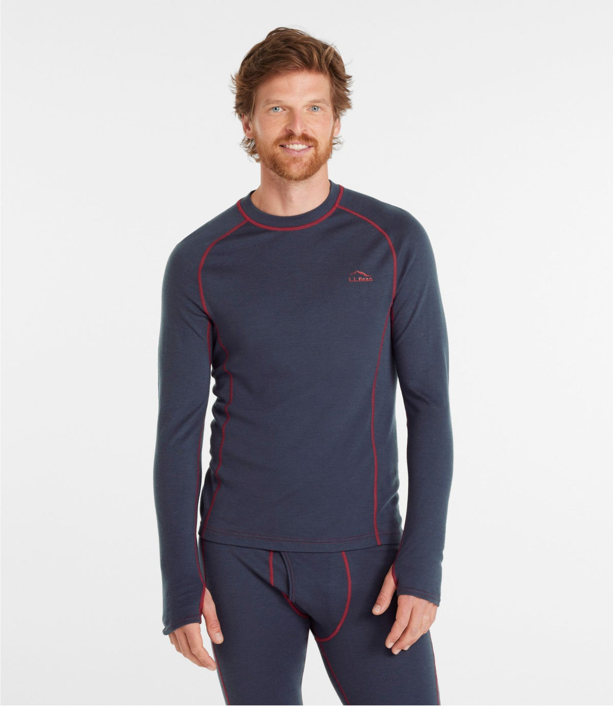 L.L.Bean Men's Cresta Wool Midweight 250 Crew Top Carbon Navy