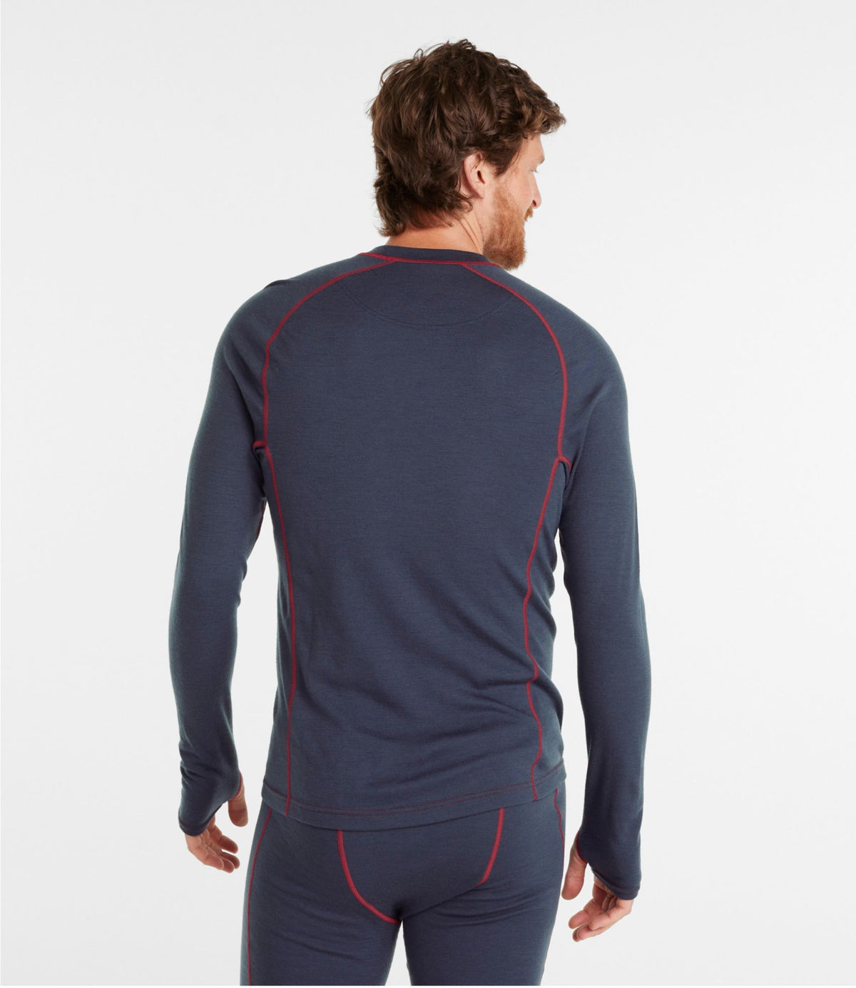 L.L.Bean Men's Cresta Wool Midweight 250 Crew Top Carbon Navy