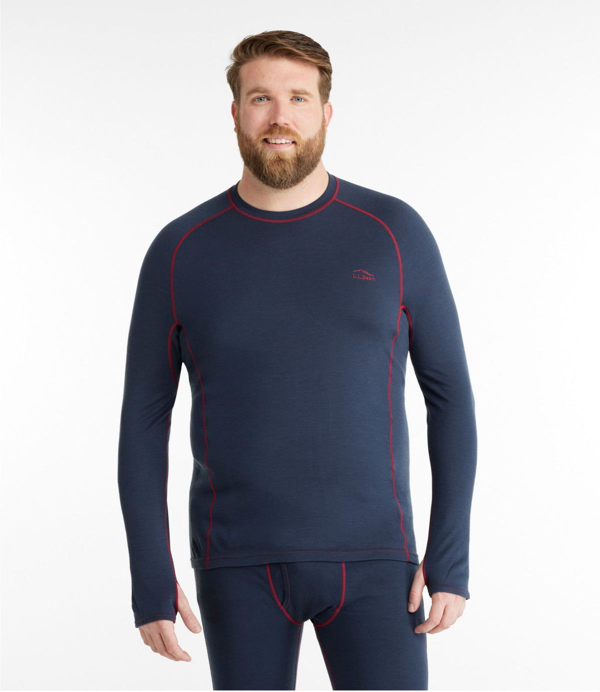 L.L.Bean Men's Cresta Wool Midweight 250 Crew Top Carbon Navy