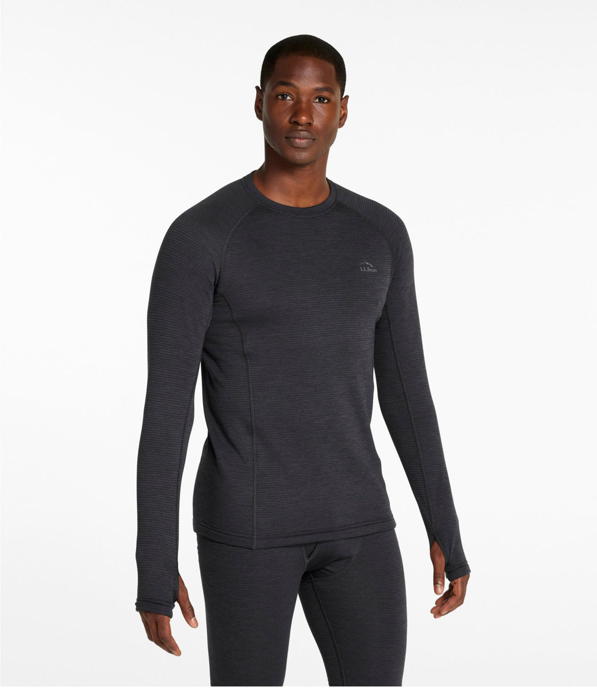 L.L.Bean Men's L.L.Bean Midweight Base Layer Crew Top Carbon Navy