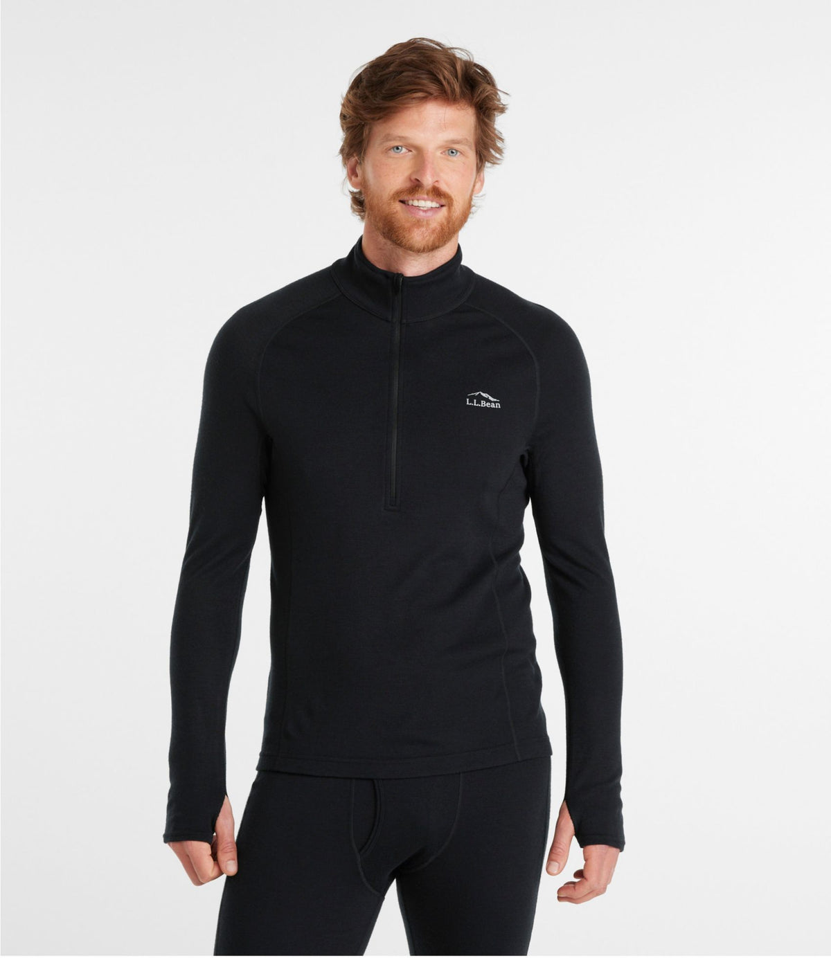 L.L.Bean Men's Cresta Midweight 250 Quarter-Zip Top Carbon Navy