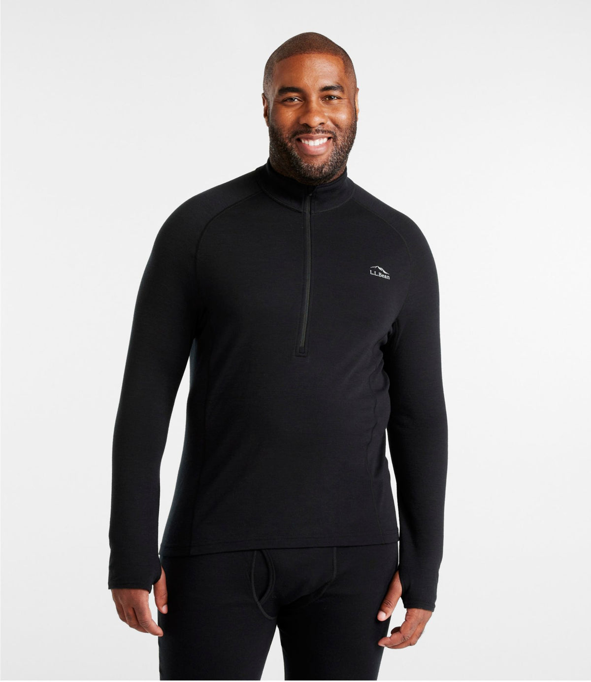 L.L.Bean Men's Cresta Midweight 250 Quarter-Zip Top Carbon Navy