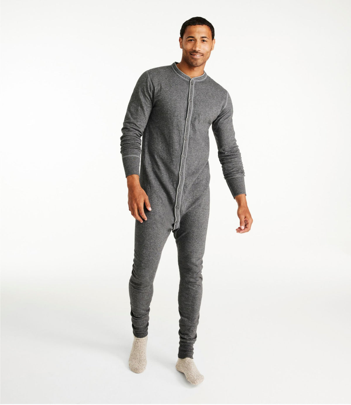 L.L.Bean Men's Two-Layer Union Suit Charcoal
