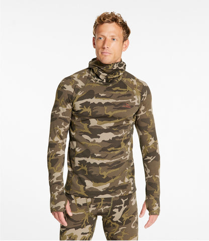 L.L.Bean Men's L.L.Bean Heavyweight Base Layer Hoodie, Print Kelp Green Camo