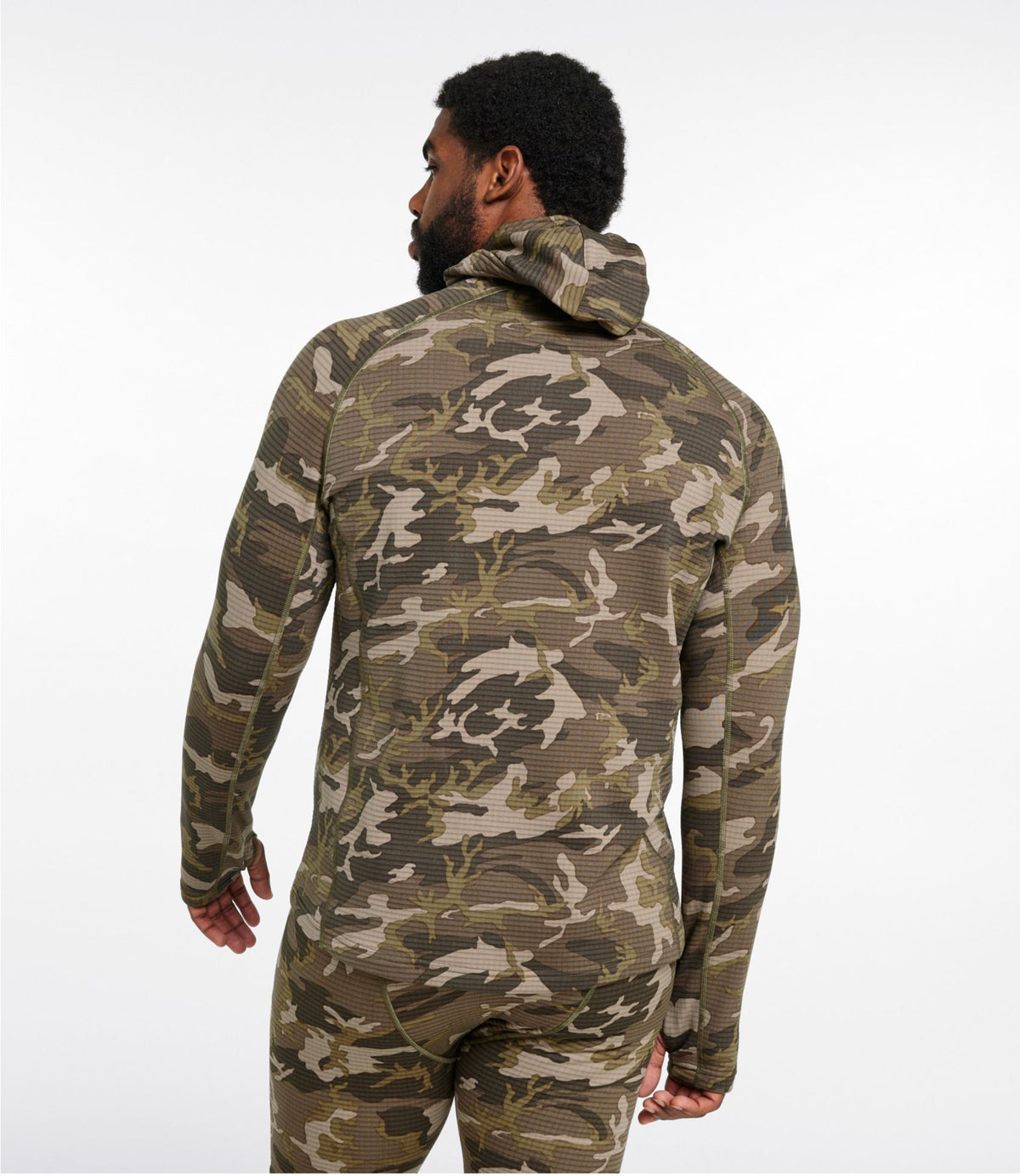 L.L.Bean Men's L.L.Bean Heavyweight Base Layer Hoodie, Print Kelp Green Camo