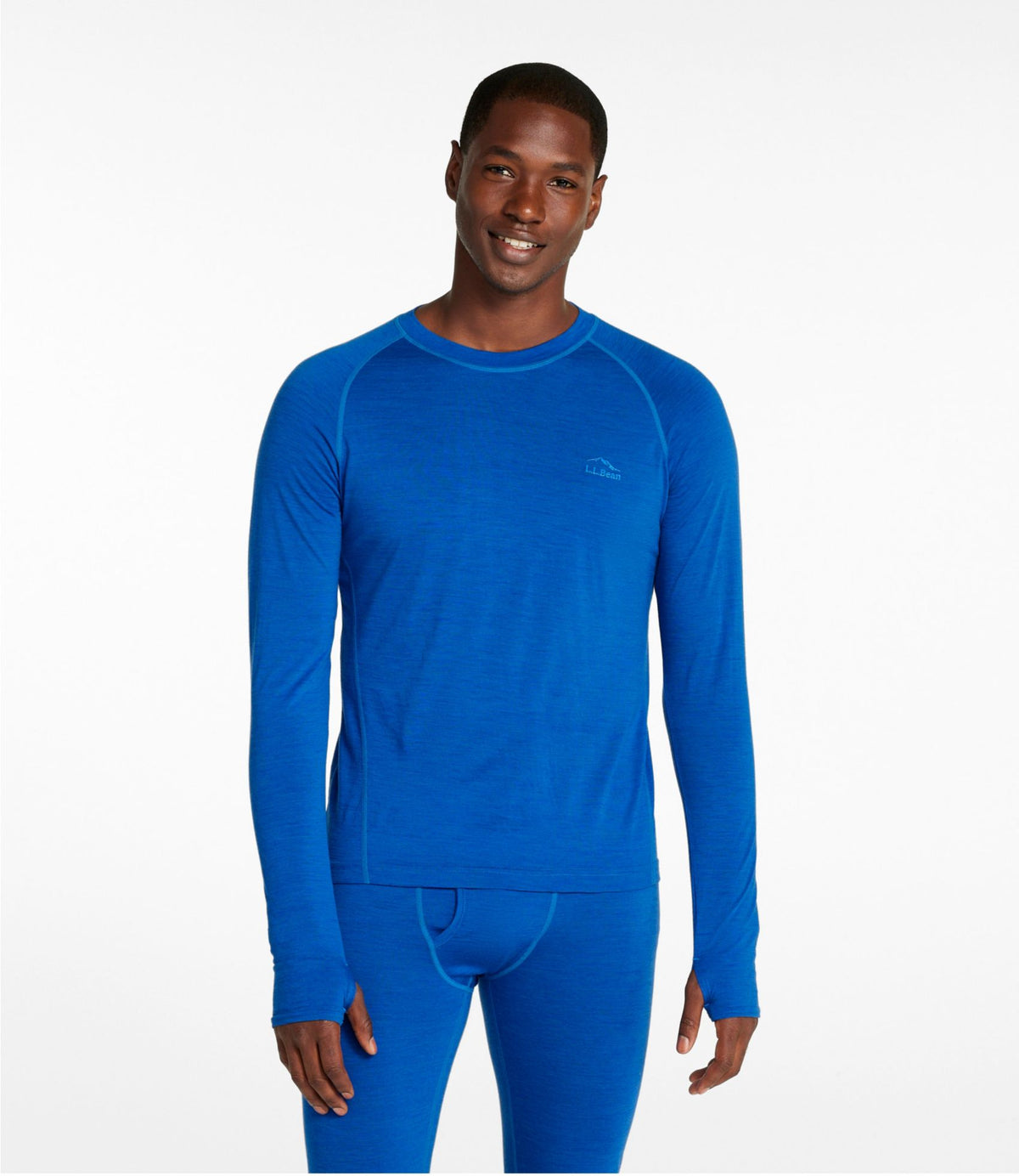 L.L.Bean Men's Cresta Ultralight 150 Crew Top, Stripe Regatta Blue/Glacier Blue