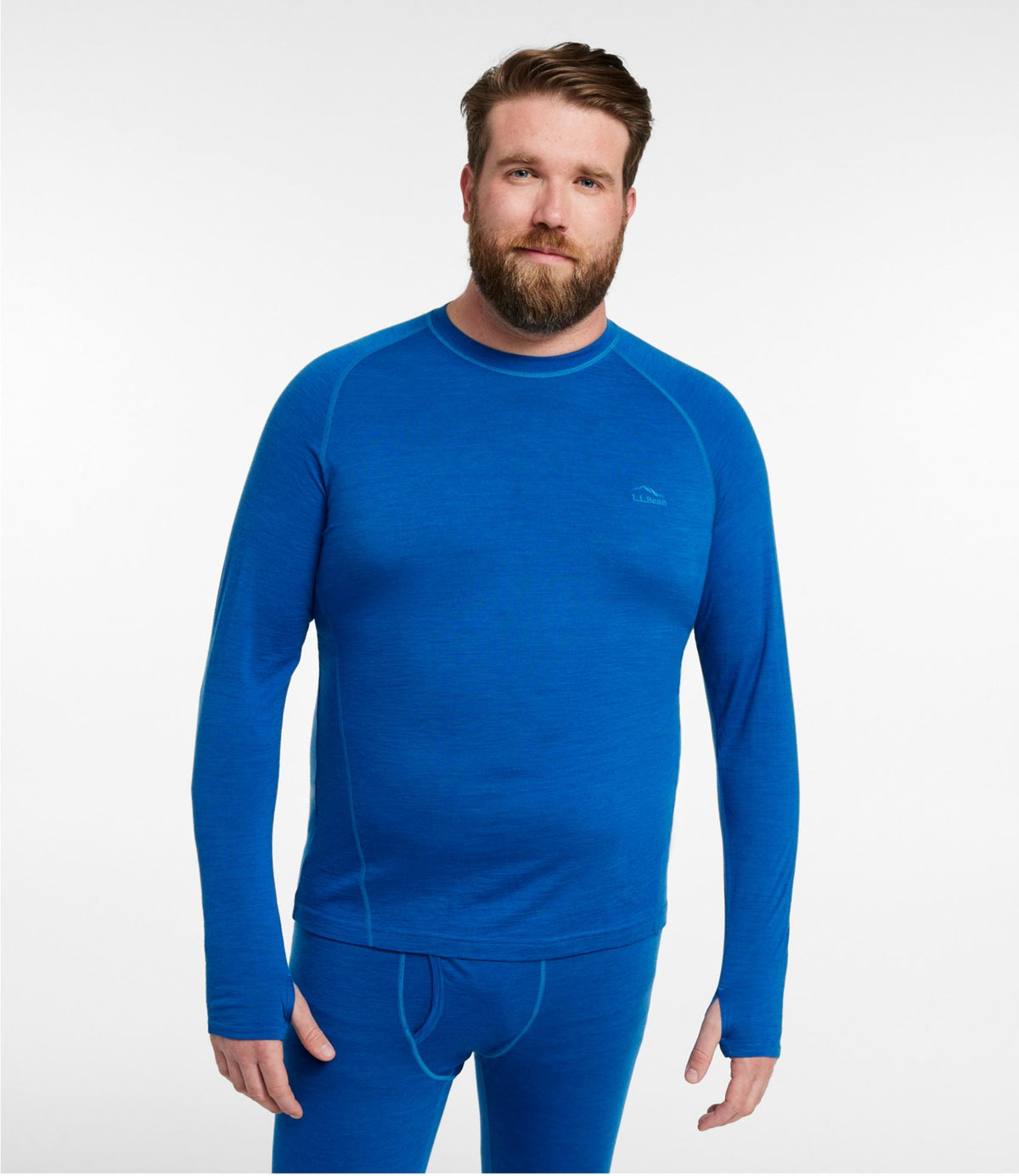 L.L.Bean Men's Cresta Ultralight 150 Crew Top, Stripe Regatta Blue/Glacier Blue