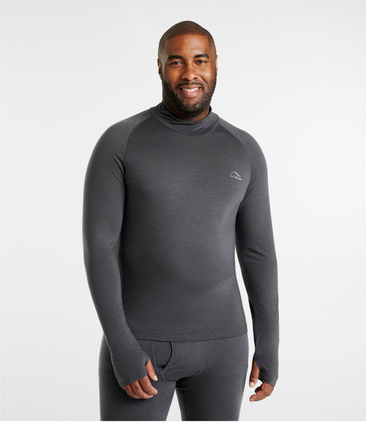 L.L.Bean Men's Cresta Wool Ultralight 150 Turtleneck Alloy Gray