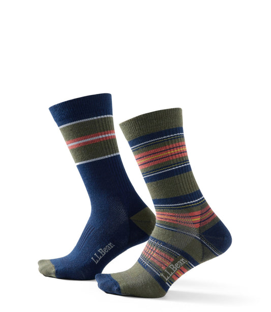L.L.Bean Men's Everyday Chino Socks, Stripe 2-Pack Loden Stripe