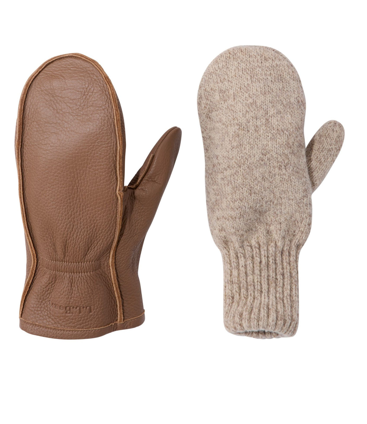 L.L.Bean Men's Buckskin Chopper Mitts Brown